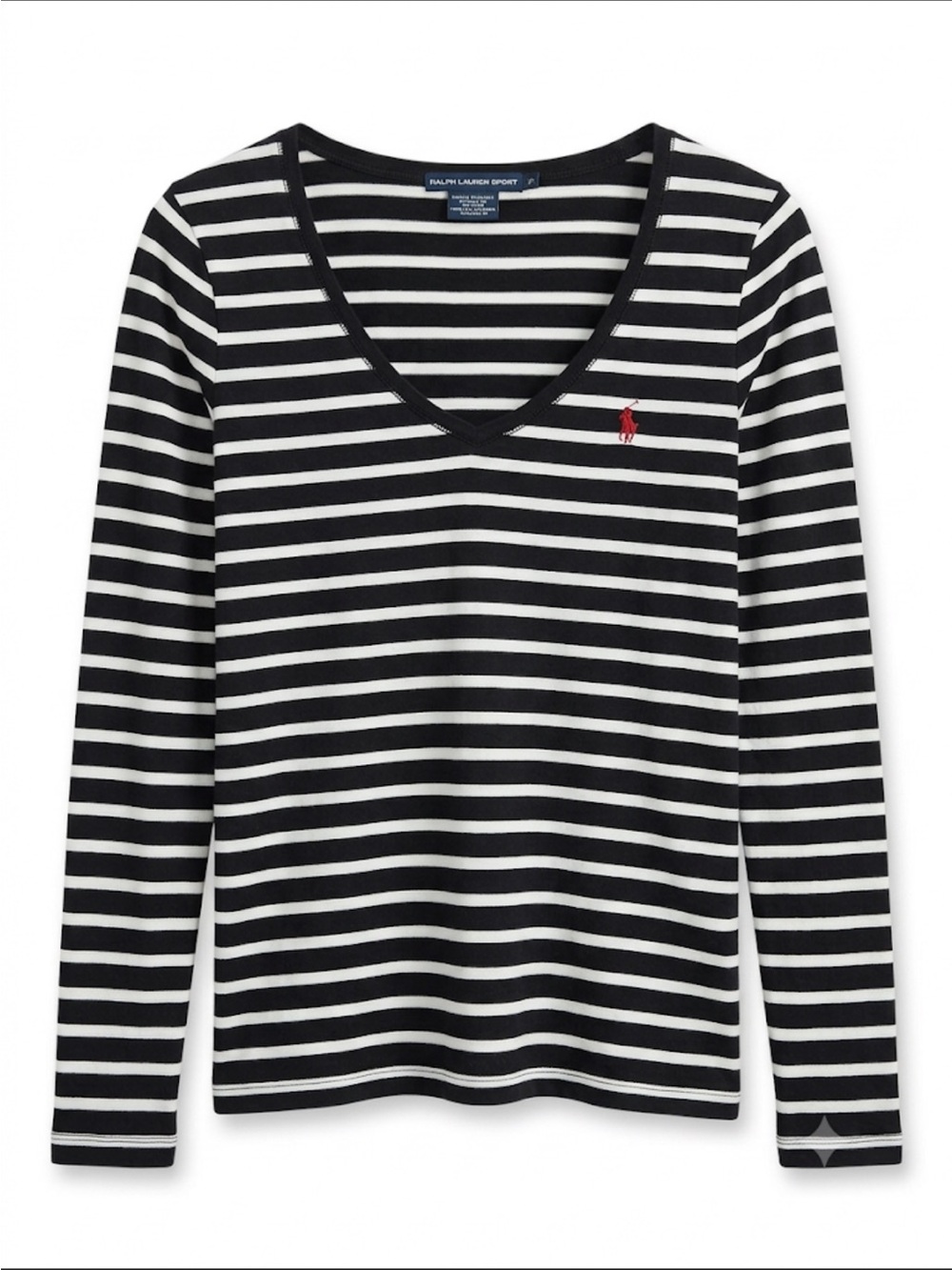 Ralph Lauren Sport Striped Tee in black & White with red Pony